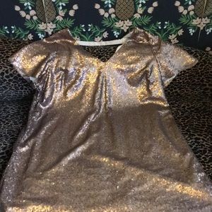 Rose Gold Sequin Shift Dress